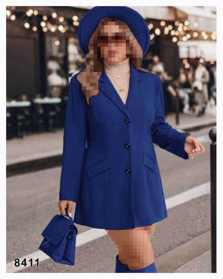 تصویر کت مجلسی سه دکمه آبی کاربنی 8411