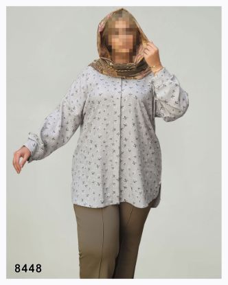 تصویر شومیز مانتویی پشت بلند استخوانی 8448