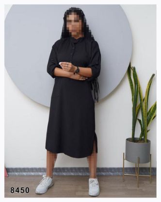 تصویر کفتان یقه ایستاده چاکدار مشکی 8450