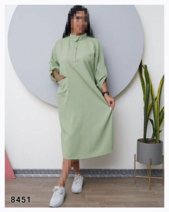 تصویر کفتان یقه ایستاده چاکدار سبز 8451