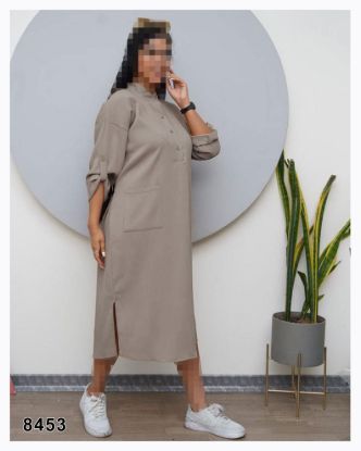 تصویر کفتان یقه ایستاده چاکدار نسکافه ای 8453