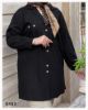تصویر مانتو یقه انگلیسی دو جیب مشکی 8485