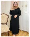 تصویر مانتو کفتان بلند دکمه دار مشکی 8497