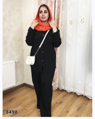 تصویر ست شومیز دمپا هلالی و شلوار بگ مشکی 8498