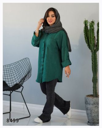 تصویر مانتو اسپرت دو جیب سبز 8499