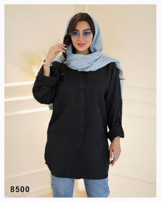 تصویر مانتو اسپرت دو جیب مشکی 8500