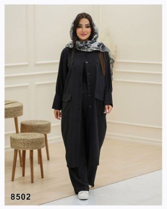 تصویر مانتو اسپرت بلند دوجیب مشکی 8502
