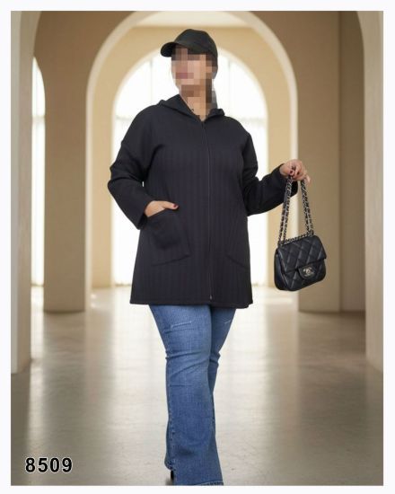 تصویر سوشرت کلاهدار جلو زیپ راه راه 8509