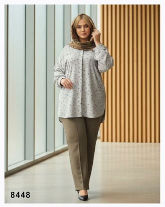 تصویر شومیز مانتویی پشت بلند استخوانی 8448