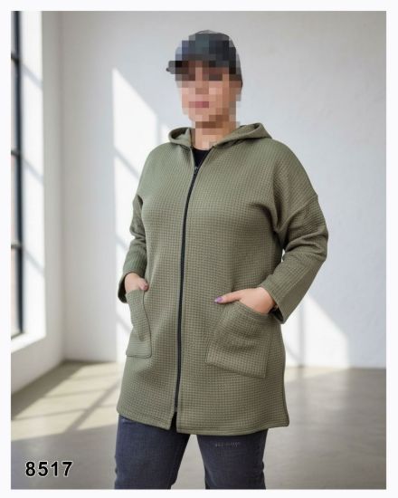 تصویر سوشرت کلاهدار جلو زیپ سبز سدری 8517