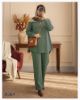 تصویر ست مانتو شلوار ضخیم فیتیله ای سبز 8364