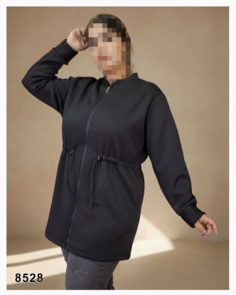 تصویر سویشرت بدون کلاه جلو زیپ مشکی 8528