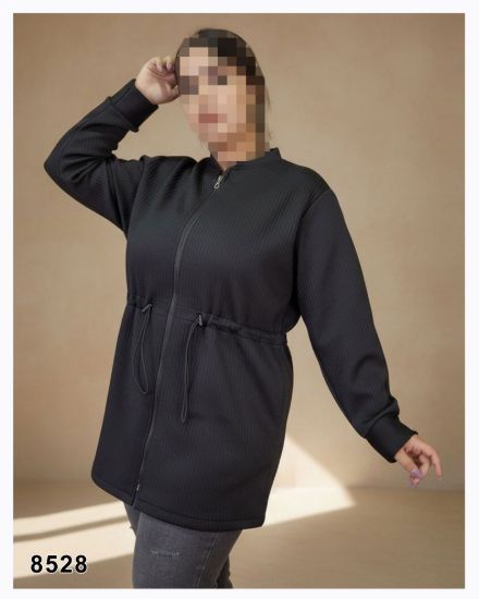 تصویر سویشرت بدون کلاه جلو زیپ مشکی 8528