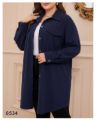 تصویر مانتو یقه کلاسیک جلو دکمه سرمه ای 8534