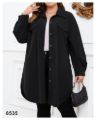 تصویر مانتو یقه کلاسیک جلو دکمه مشکی 8535