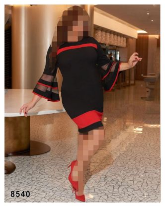 تصویر پیراهن یقه گرد آستین توری قرمز 8540