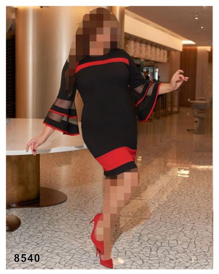 تصویر پیراهن یقه گرد آستین توری قرمز 8540