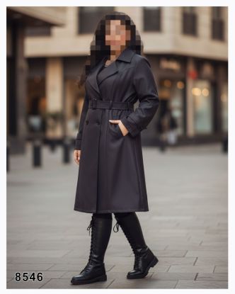 تصویر بارانی یقه انگلیسی بلند 8546