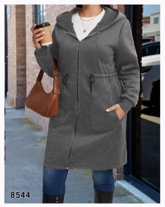 تصویر سویشرت بلند کلاهدار جلوزیپ 8544