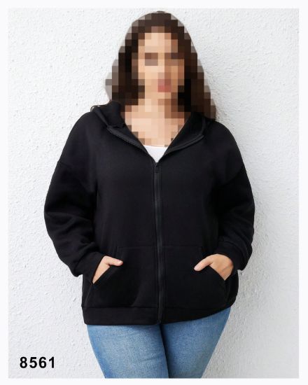 تصویر سویشرت جلو زیپ کلاهدار مشکی 8561