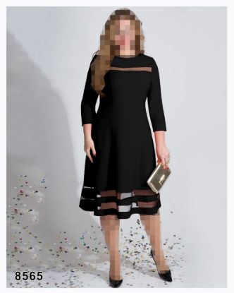 تصویر پیراهن یقه گرد دامن کلوش مشکی 8565