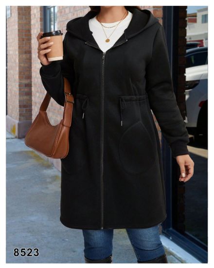 تصویر سویشرت بلند کلاهدار جلوزیپ 8523