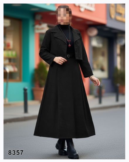 تصویر ست کت کوتاه و دامن مجلسی مشکی 8357