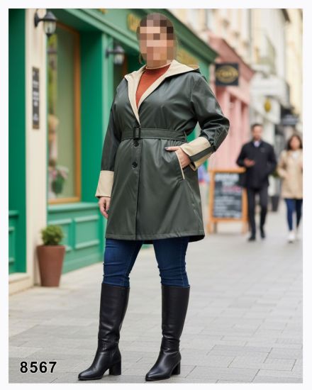 تصویر بارانی اسپرت کلاهدار سبز 8567