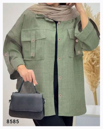 تصویر شومیز مانتویی دوجیب اسپرت سبز 8585